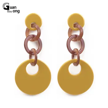 

GuanLong Trendy Fashion Acrylic Earring Statement Women Big Round Geometric Resin Dangling Earring Bohemian Jewelry Black Brinco