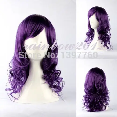 ZCD MISS 00289 Dark Purple Lolita Wavy Medium Anime Cosplay Wig |