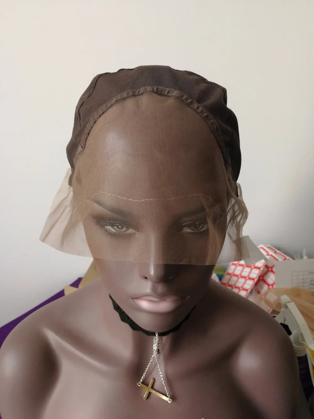 

Dark Brown Color Lace Front Wig Cap For Making Wigs With Adjustable Strap Glueless Weaving Cap Wig Caps