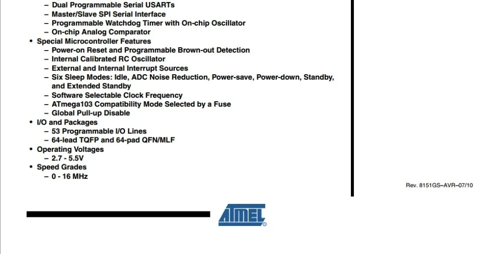 Бесплатная Доставка ATMEGA128A-AU ATMEGA128A ATMEGA128 8-разрядный Микроконтроллер с 128 K Байт-Программируемой Flash