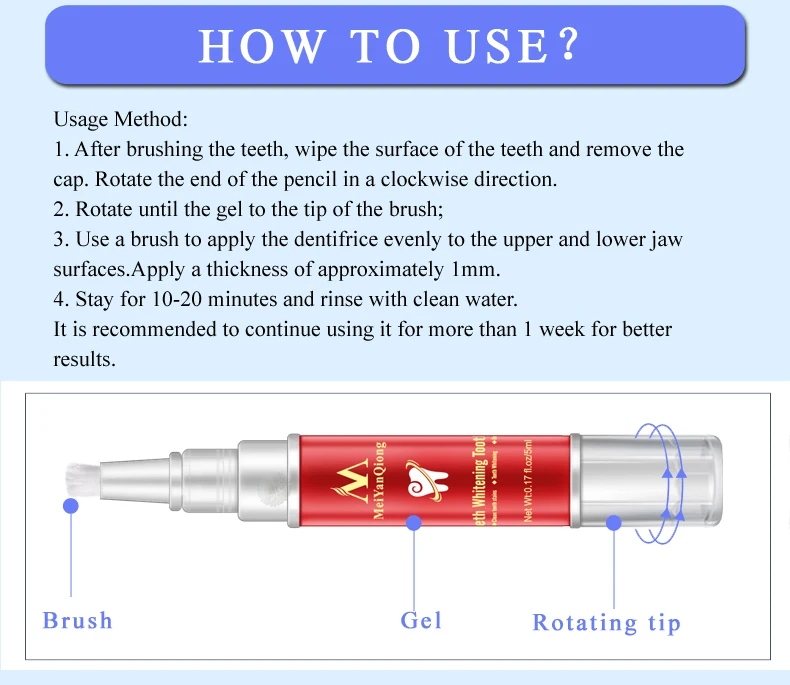 MeiYanQiong 5 мл Стоматологическое Отбеливание Зубов Гелевая ручка Отбеливание гигиена полости рта чистки зубов Pen Кисть для идеальной улыбки