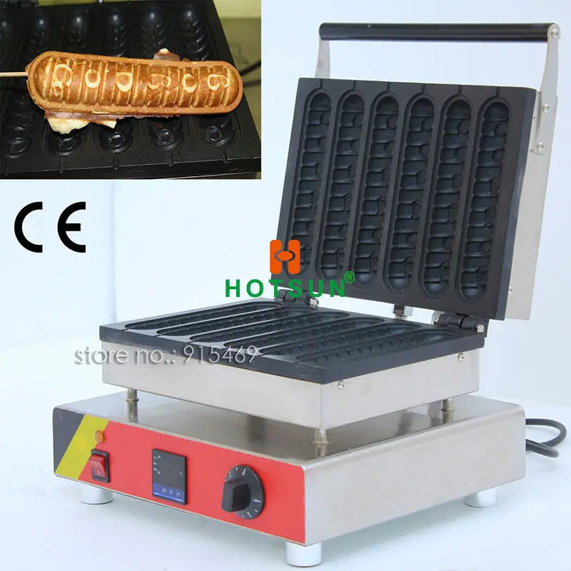 Commercial Digital Electric 6pcs Lolly Waffle Dog Stick Maker Iron