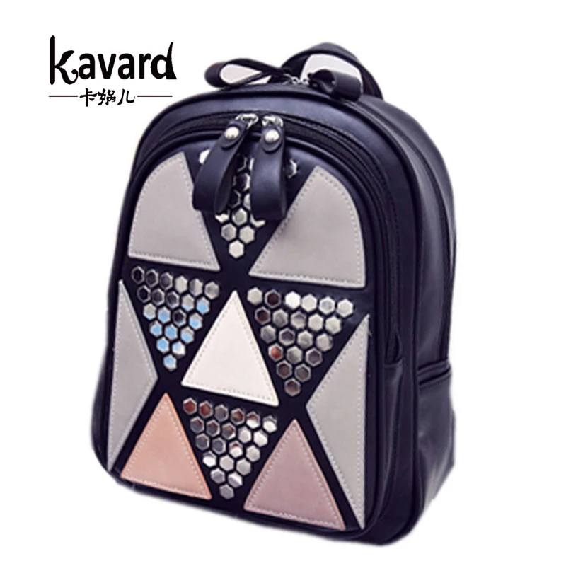 Preppy Style font b Women b font font b Backpack b font Geometric Patchwork Female School