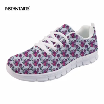 

INSTANTARTS 2018 New Fashion Women Casual Flats Anatomical Hearts Pattern Air Mesh Sneakers Breathable Female Flat Shoes Woman