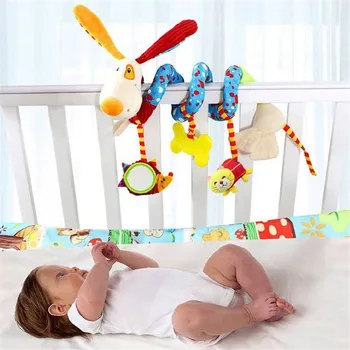 

1pieces/lot baby toys cartoon animal dog fox bird Car hang Bed hang around puzzle Ring bell plush doll Children's toys calm