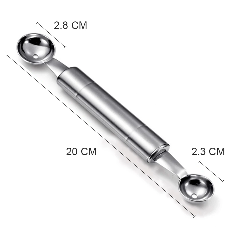 Нержавеющая сталь ломтерезатель для арбуза, фруктов Ножи и мороженое балерины лопатка для дыни двойной Размеры ложка набор кухонных инструментов