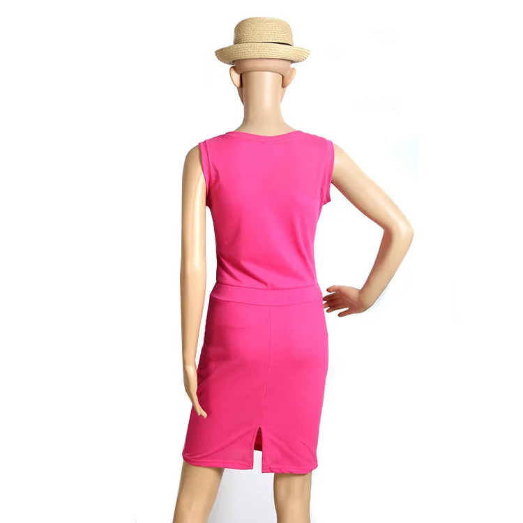 Slim Solid O-neck Sleeveless Pencil Casual Dress