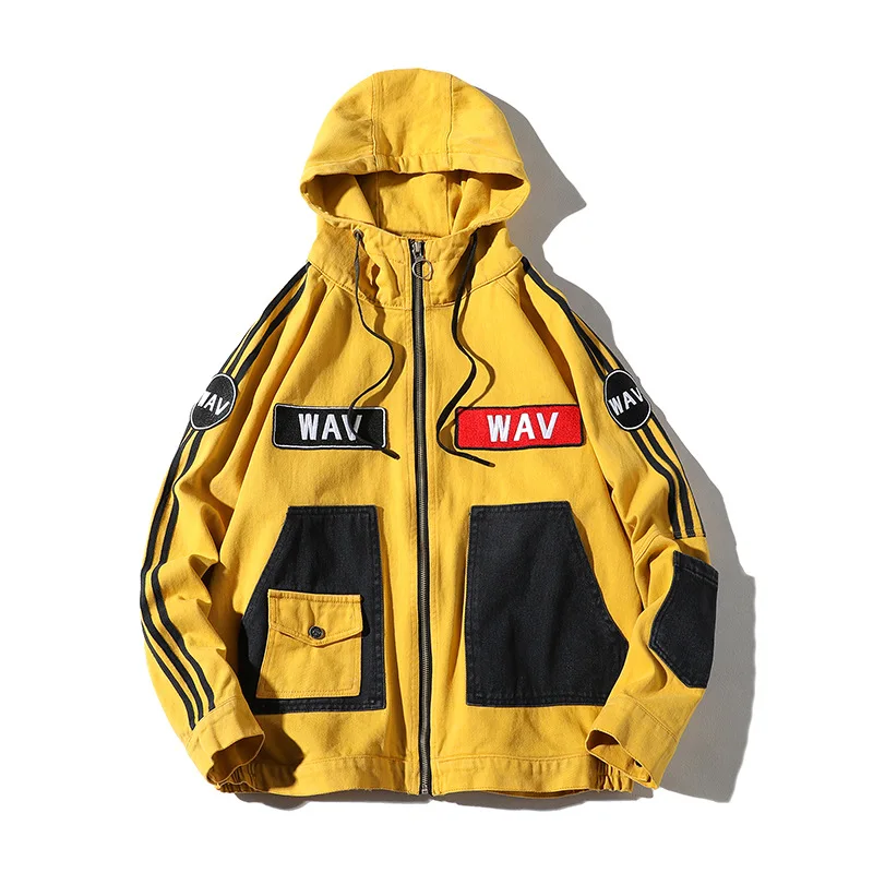 

Hooded Jacket Men Fashion New Autumn Winter Hip Hop Jackets Male Retro 100% Cotton Streetwear Casual Denim Jacket Coat