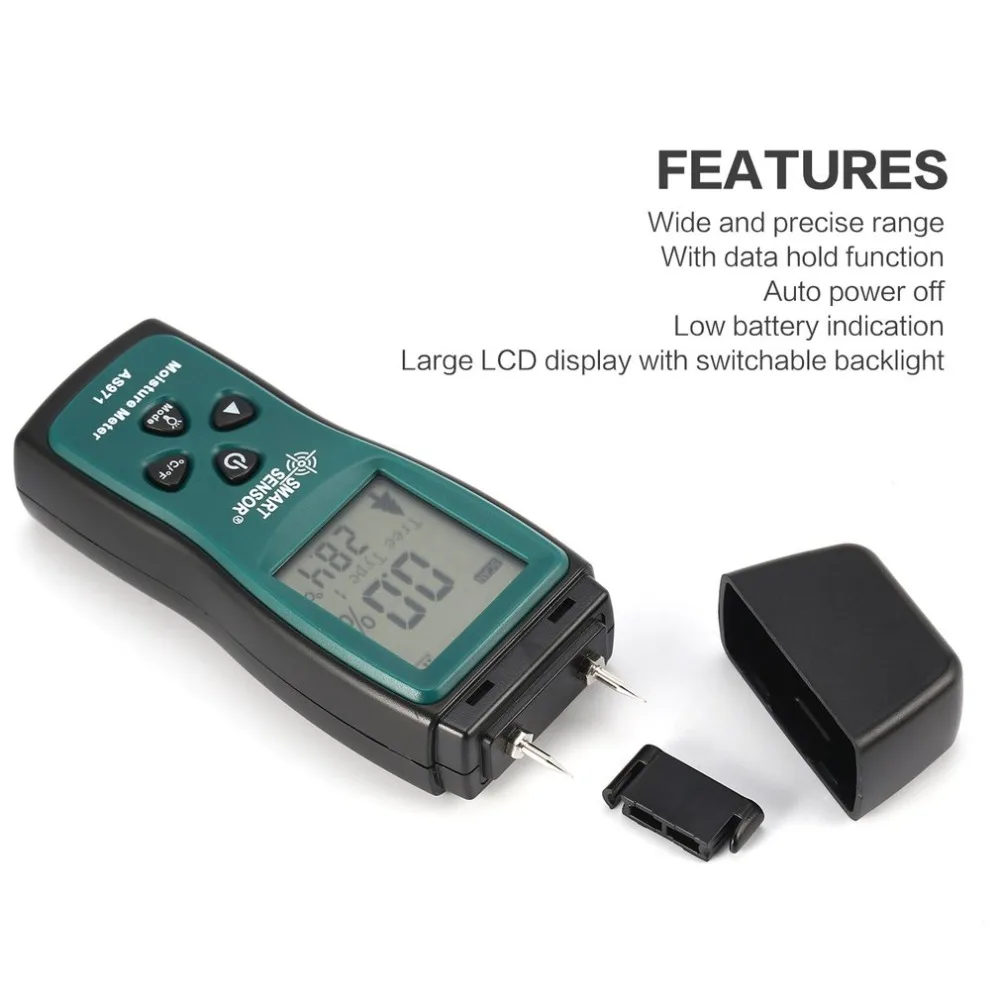 SMART SENSOR Moisture Meters Wood Hygrometer Digital Meter Tester Timber Damp Detector Humidity wall analyzer Range 2%~70% | Инструменты