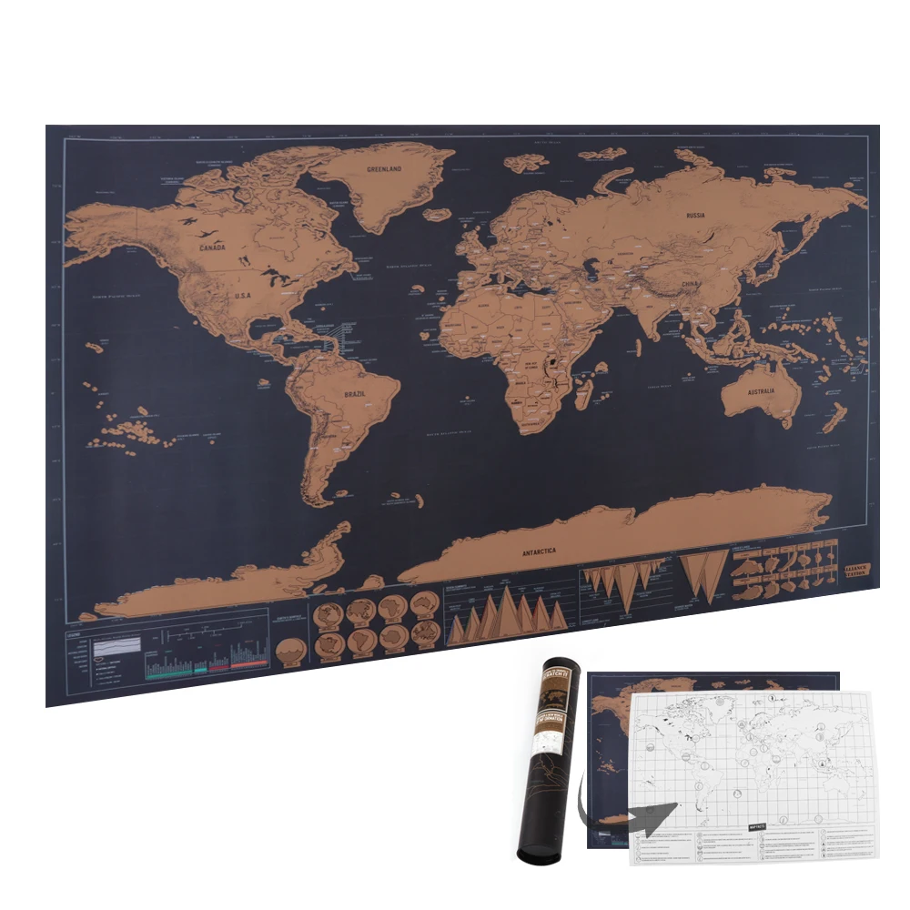 Deluxe Scratch off World Map Personalized World Scratch off Map Mini