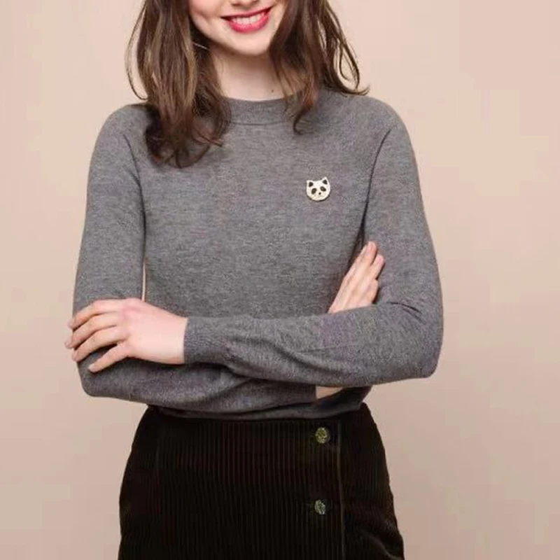 

Chic 100% merino wool round neck Knitwear sweater
