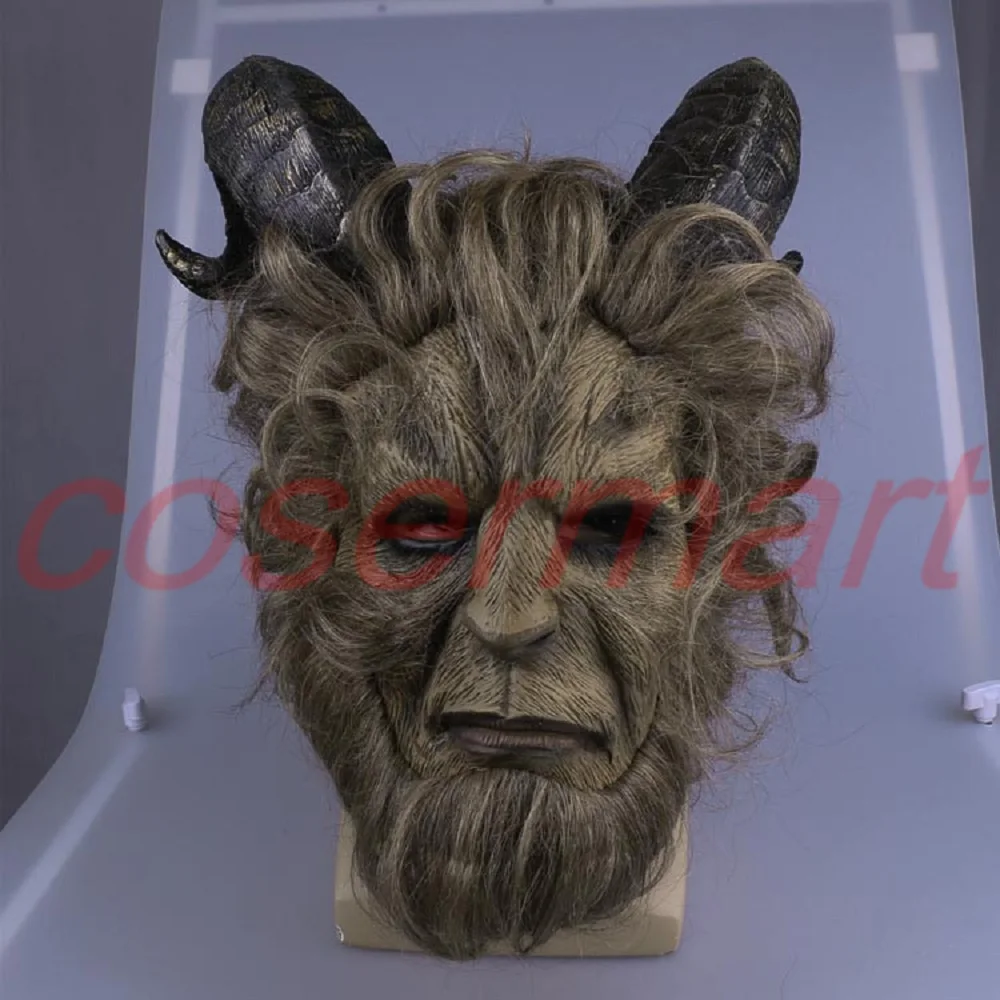 Cos Mask 2017 Hot Movie Beauty and the Beast Adam Prince Mask Cosplay Horror Mask Latex Helmet Halloween Party (2)