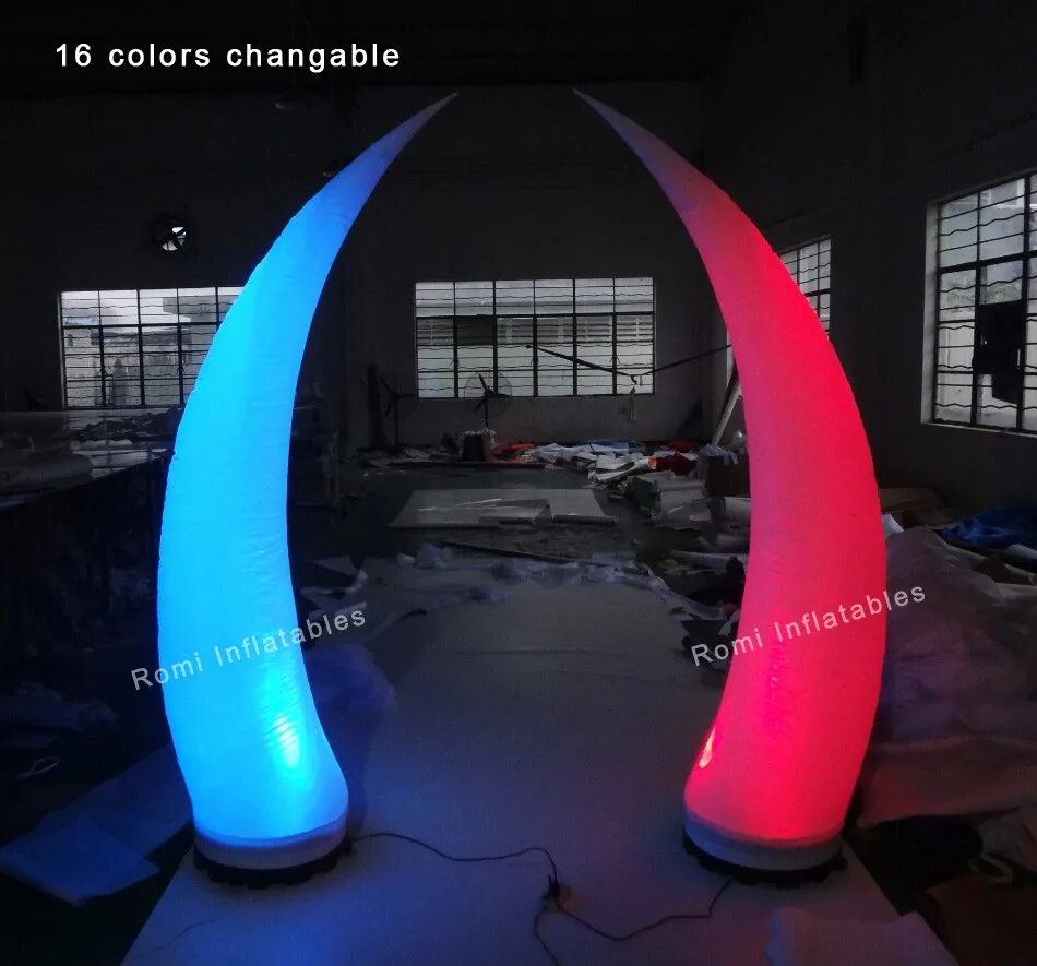 blue-and-red-inflatable-cone