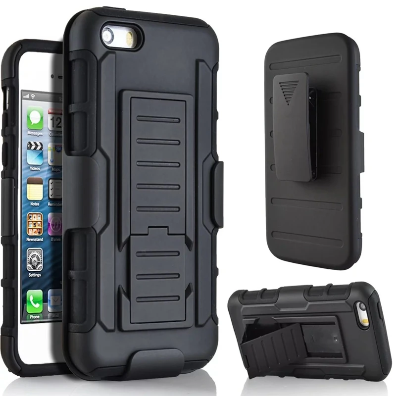 

Luxury For iphone 5G Case Armor Military Back Clip Cover For iphone 5S Case Hard Plastic Sports 5G i5 5 SE Phone Cases