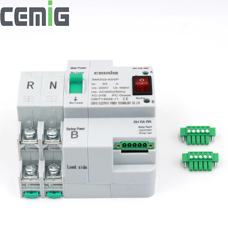Commutateur de transfert automatique /à double puissance 4P 63A 220V Mini Intelligent Double disjoncteur automatique /à puissance /électronique Commutateur de commutation automatique