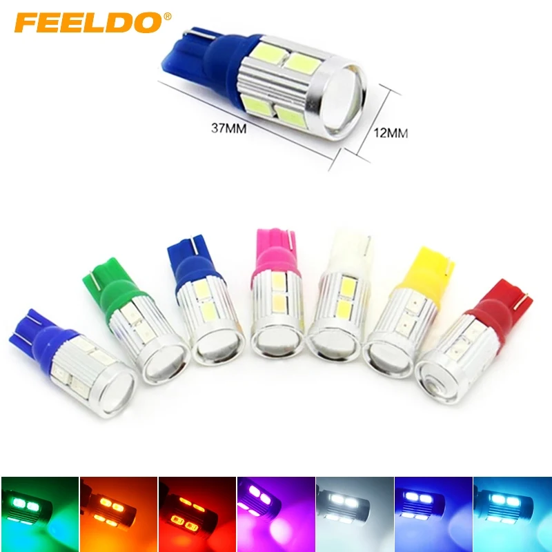 

100Pcs T10 10 LED 5630 Lens LED 10 smd 5730 168 194 Car Light Auto Car styling parking Side Light 7-Color #FD-3044