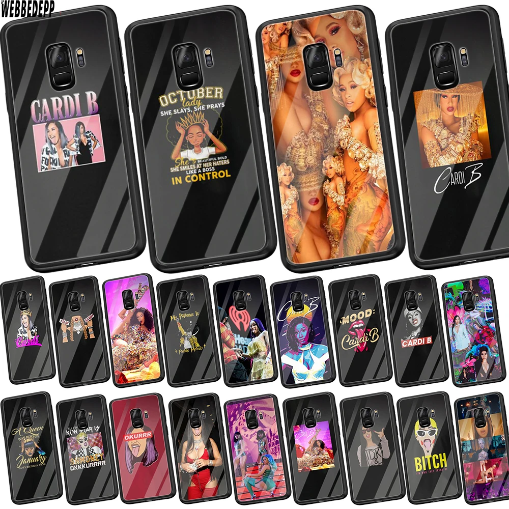

WEBBEDEPP Cardi B Tempered Glass Soft Case for Samsung Galaxy S8 S9 S10 Plus Note 8 9 A30 A50 A70 Cover