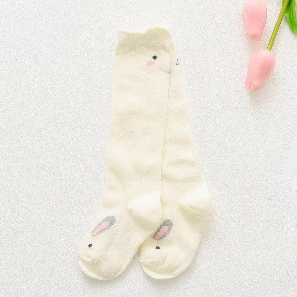 Детские длинные носки для детей от 0 до 3 лет хлопковые носки с рисунками животных из мультфильмов для девочек детские длинные носки до колена на весну, Прямая поставка