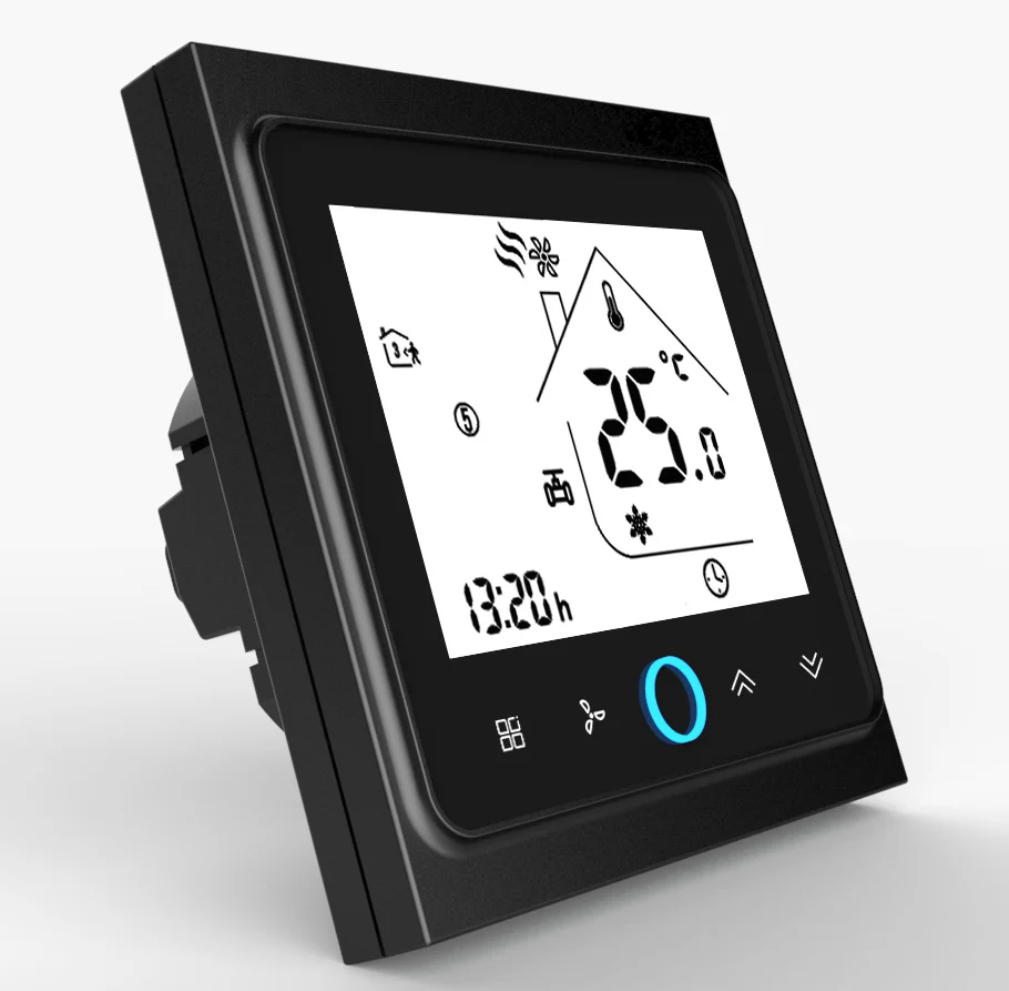 API modbus rtu аналоговый ввода-вывода RS485 термостат 24VAC 95~ 240VAC для 2 трубы охлаждения Отопление Темп регулировки - Цвет: BLACK