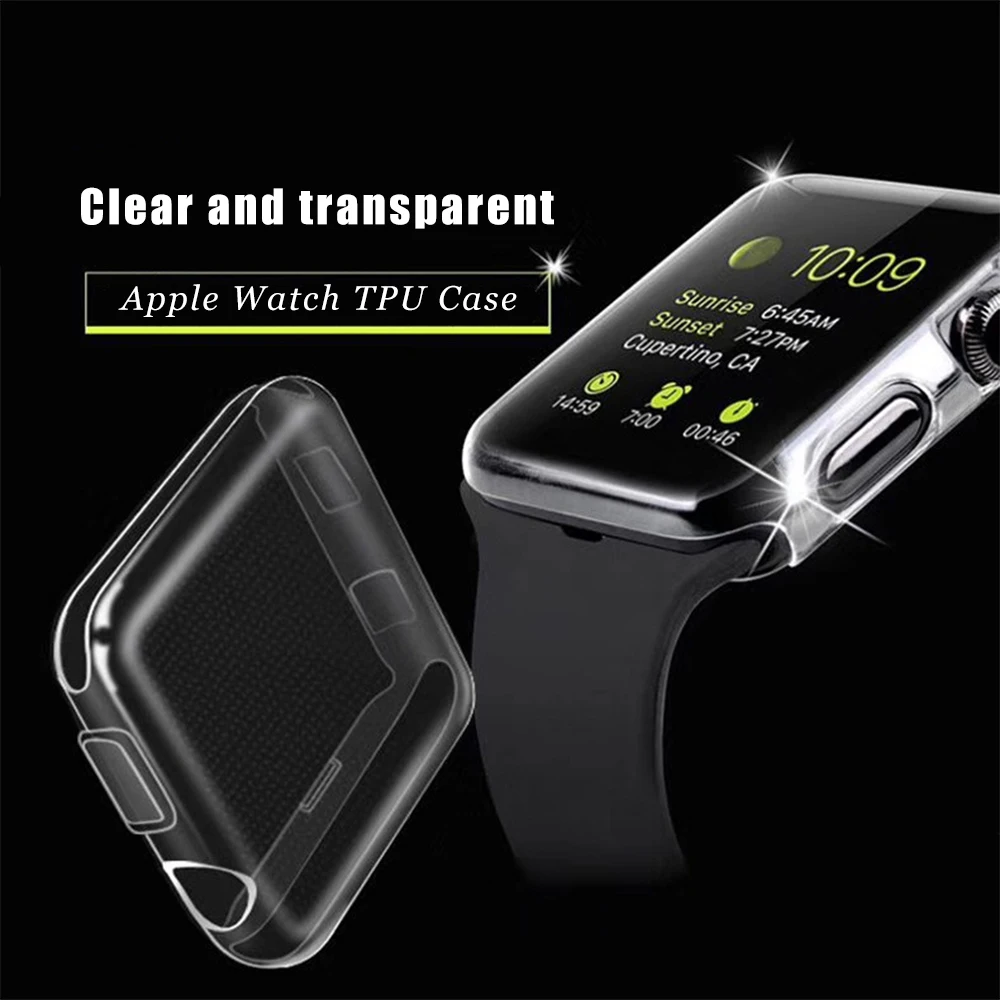 

2PCS 9H Hardness Screen Protector 2.5D Tempered Glass For Apple iWatch Series 1 2 3 42mm/38mm Scratch TPU Case For Apple Watch