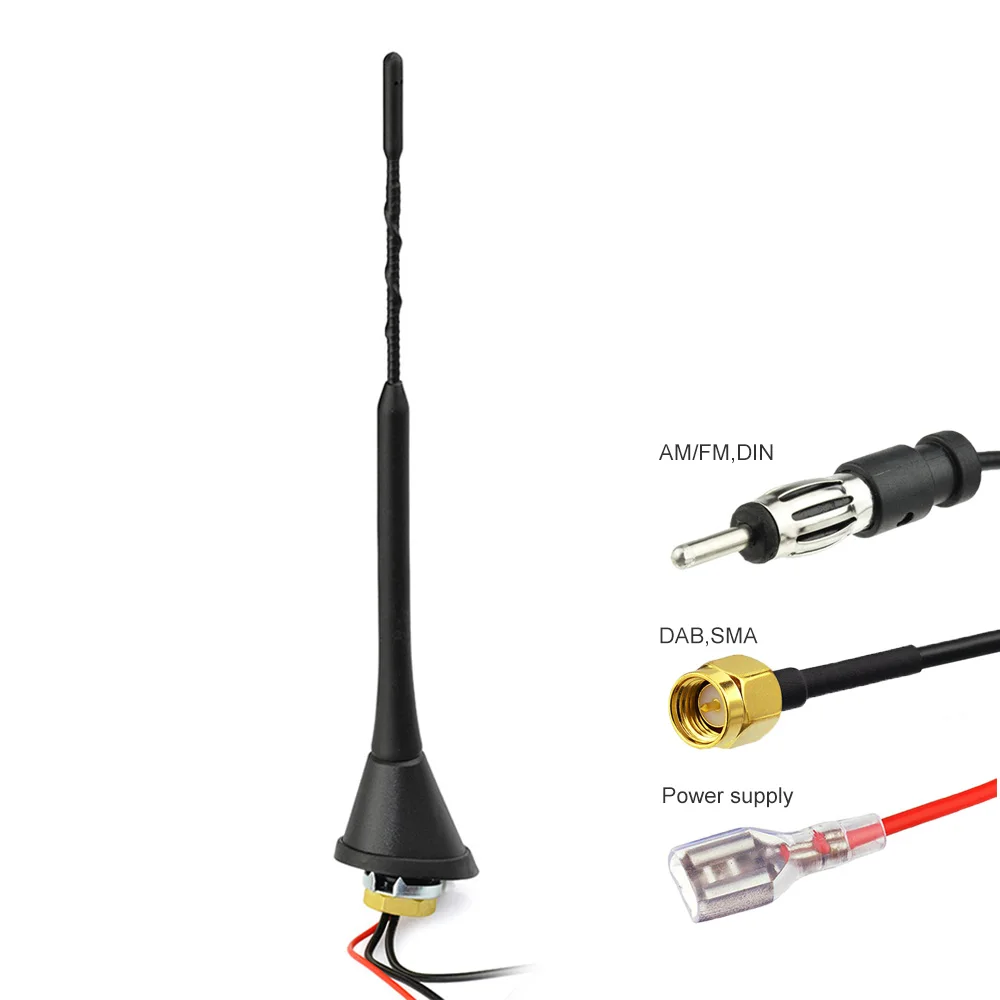 Car Antenna Car Accessories Fm Antenna Roof Antenna Telescopic Antenna Telescopic Aerial Antenna Telescopic Radio Antenna Auto DAB Radio Aerial Amplified Roof Mount Rod Antenna AM/FM Din SMA Male Connector 5m Cable for JVC Kenwood Pioneer