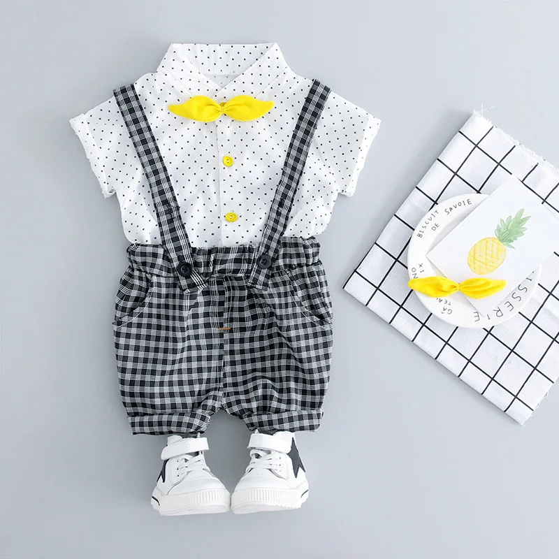 Summer Baby Suspender Set Baby Boy Gentle Sets Clothing Short Sleeve