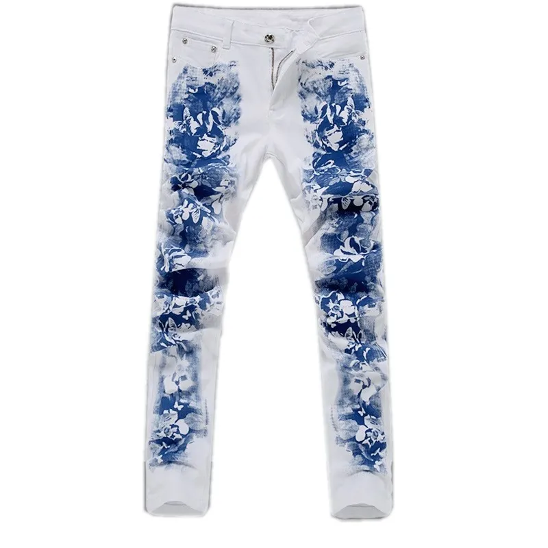 The new spring and summer of 2016 fashion cultivate one s morality printed white jeans