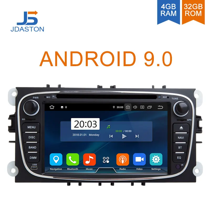 

JDASTON Android 9.0 Car Multimedia Player For Ford FOCUS MONDEO S-MAX C-MAX Kuga GPS Navigation Radio Stereo DVD CD WIFI 4G+32G