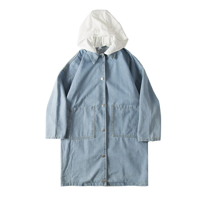 New Fashion Men Denim Jacket Detachable Hooded Windbreaker Men Hip Hop Streetwear Bomber Jacket Male Oversized Jeans Baggy Coat