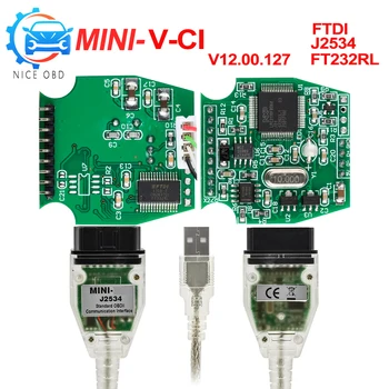 

MIni VC-I cable FOR TOYOTA TIS V12.00.127 Diagnostic interface with Green PCB FTDI chip Support Multi-Protocol Mini-VC-I J2534