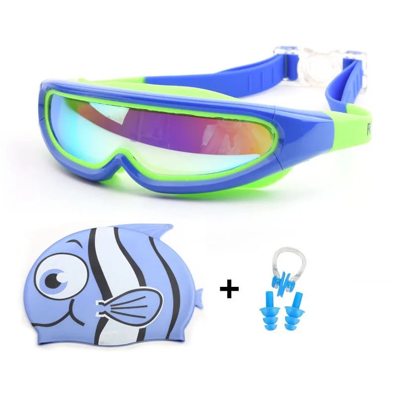 Детские плавающие шапки, очки для плавания, набор ушей с зажимом для носа, силиконовая шапка для мальчиков и девочек, очки для плавания в бассейне, водонепроницаемые очки для плавания ming