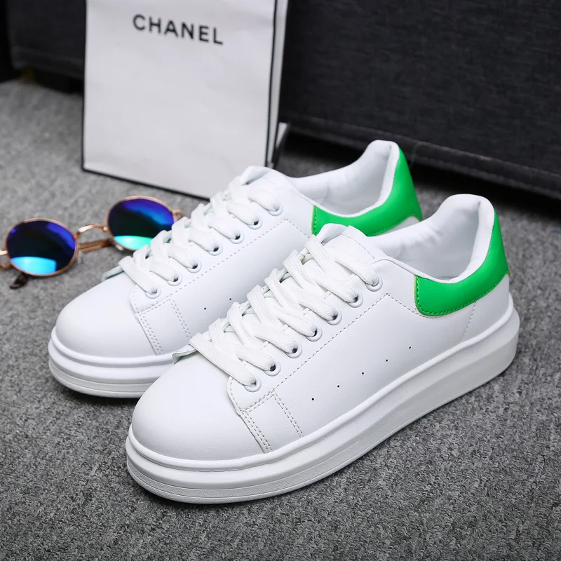 2017 Height Increase All White Women Casual Shoes Platform