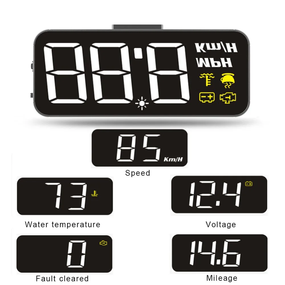 

H90 Car OBD2 II Manual Switch HUD KM/h MPH Overspeed Warning Windshield Projector Alarm System Head Up Display Car