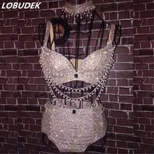 Топ+ шорты+ ожерелье) женские костюмы комплекты из 2 предметов платье для ночного клуба Сексуальный Танец Бар певец DJ сценический певец шоу вечерние представления