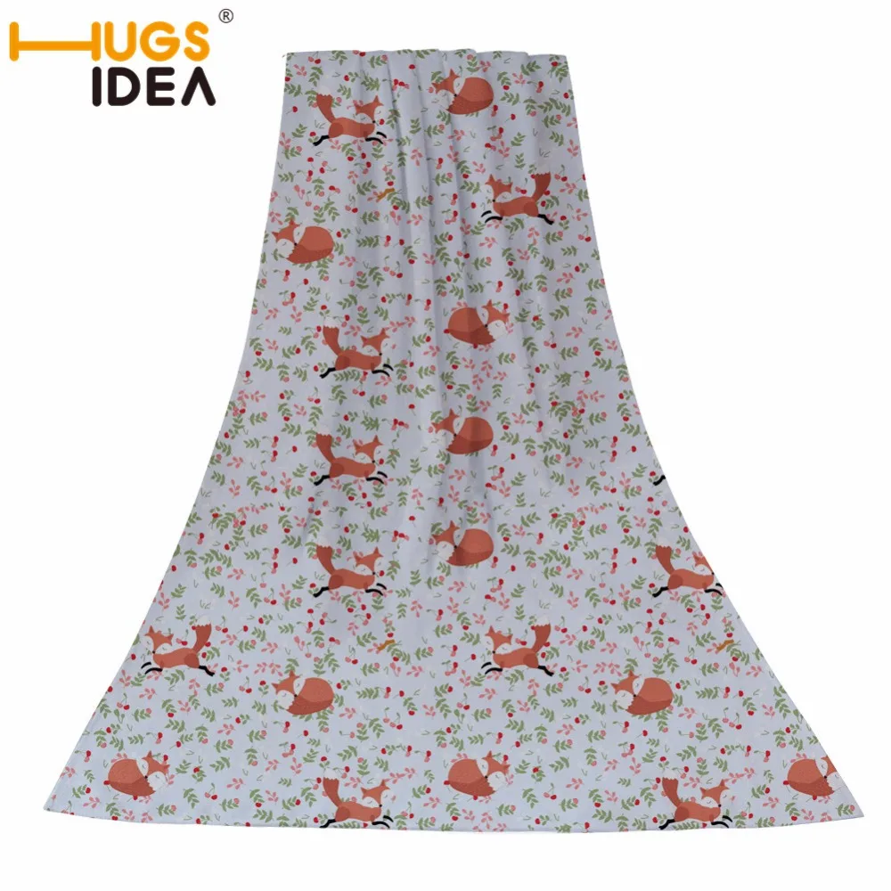 

HUGSIDEA Cotton Bath Towel Beach Towel For Adults Quick Drying Soft Water Absorbent Fox Pattern Children Bath Towel Bathroom