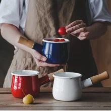 Японская Мини-Сковорода для молока, электромагнитная печь, фарфоровая эмалированная сковорода для масла с одной ручкой, Детская сковорода, маленькая кастрюля для кастрюли