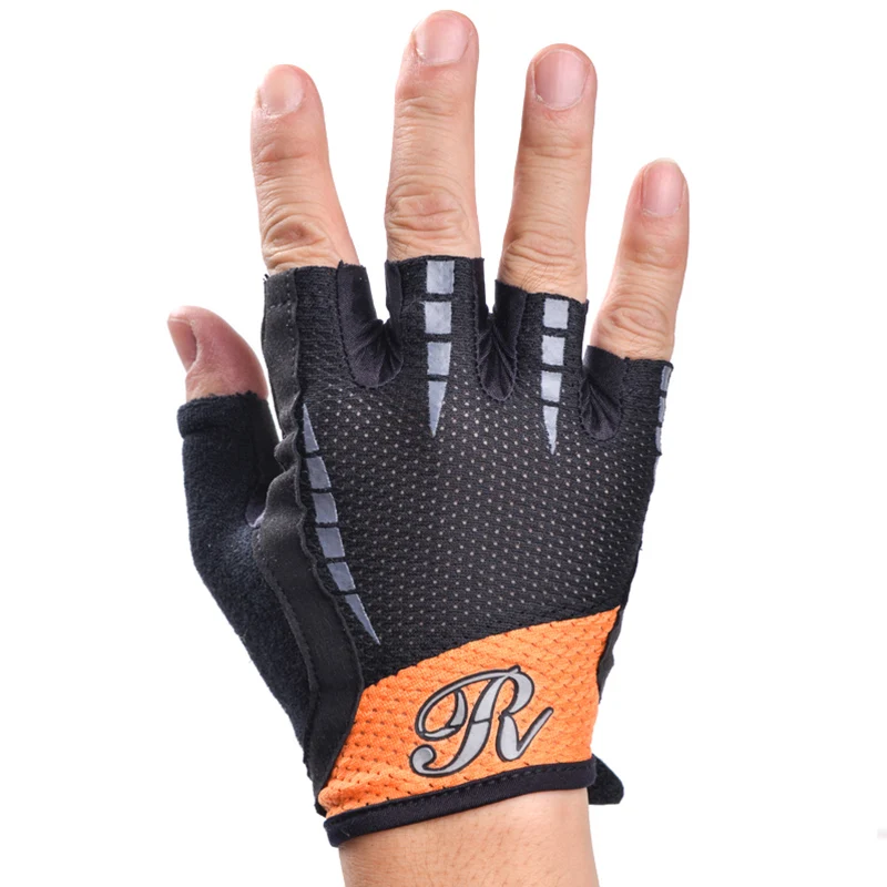 Унисекс перчатки для тяжелой атлетики с полупальцами для бодибилдинга, противоскользящие велосипедные перчатки для горного велосипеда - Цвет: orange