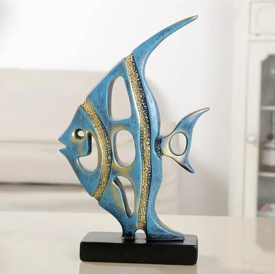 

Blue Ocean Fish Statue Home Soft Decoration Living Room Office Wine cabinet Decoration Resin Handicraft