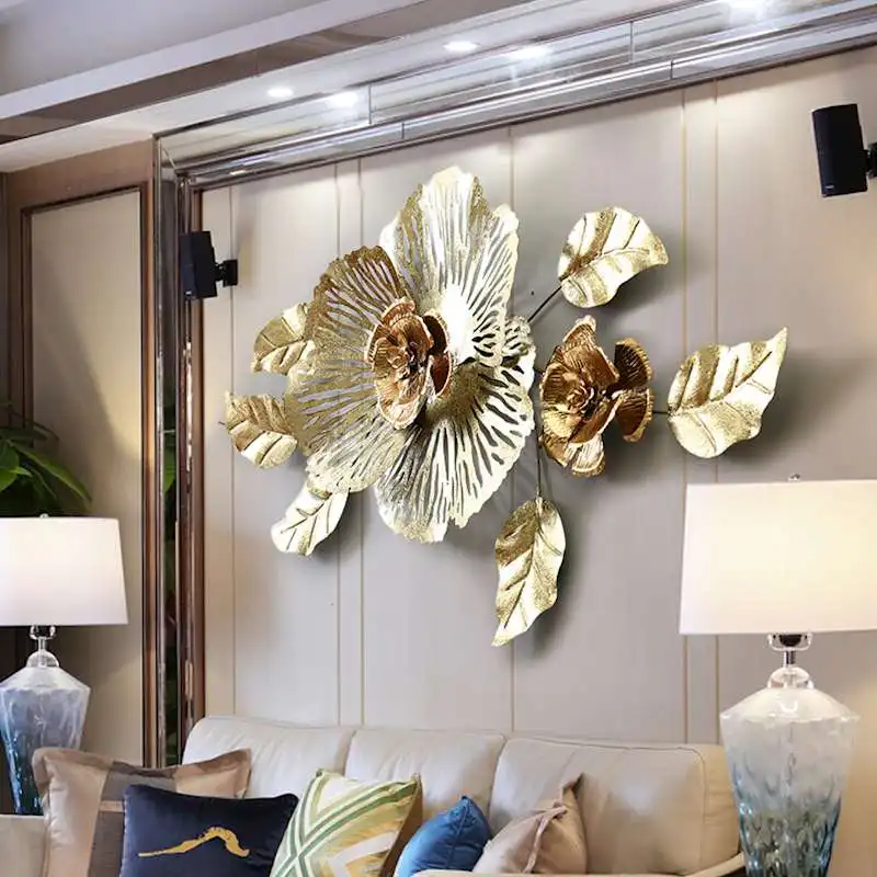 Роскошные 3D стерео стены из кованого железа пион искусственный цветок ремесла украшения дома отель настенные подвесные фрески орнамент искусство R632