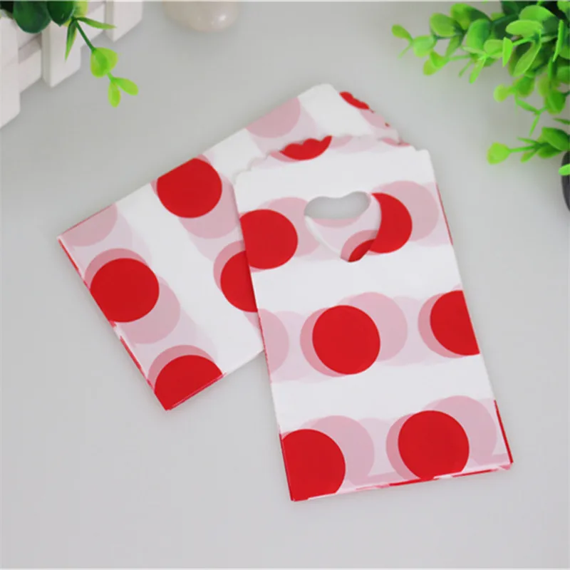 

Hot Sale New Style Wholesale 50pcs/lot 9*15cm Small Birthday Gift Bags With Red Dot Mini Christmas Packaging