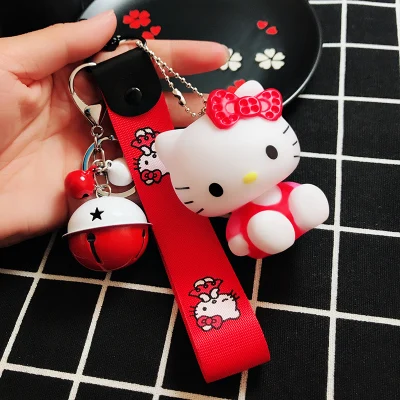 Милый брелок hello kitty, брелок для женщин, аниме, брелок для ключей Kt Cat, детские игрушки, брелок для автомобиля, брелок на запястье, веревка, брелок, подарки - Цвет: color 1