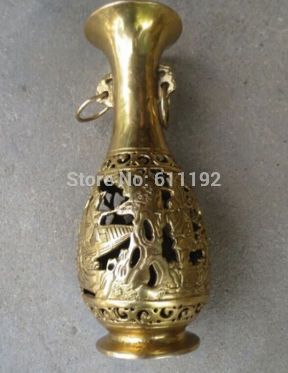 

Qianlong period exquisite hand-carved flower vase home feng shui decorated crafts