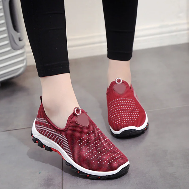 

Women Sneakers Mesh Casual Shoes Slip On Flats Ladies Shallow Breathable Walking Shoes Cuts Out Female Fashion Comfort Footwear