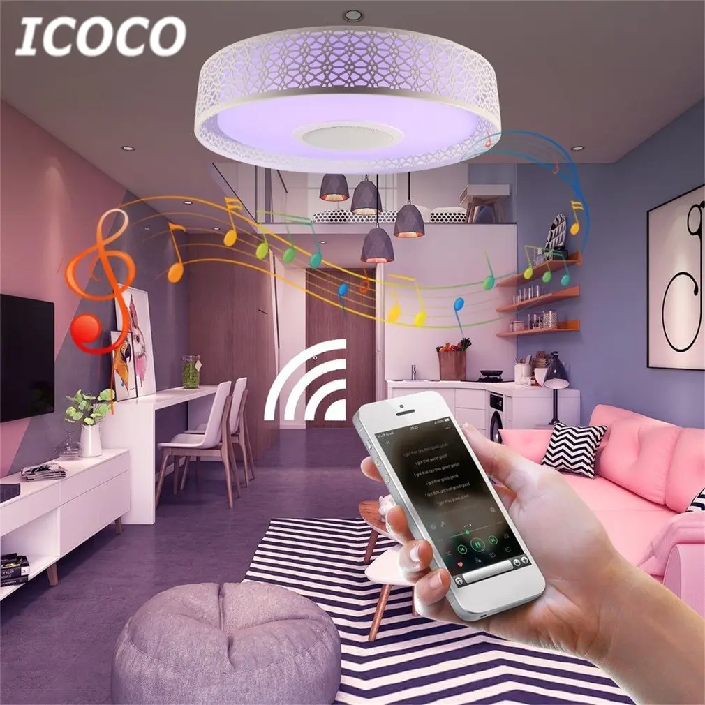 

Smart Music LED Ceiling Light Bluetooth 4.0 Control Music & Color Changing Surface Mounted Lamp with Timer APP Control