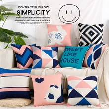 

Home Decor Cushion Cover Simple Pink Blue Geometric Throw Pillowcase 45*45cm Throw Pillow Without Core For Sofa SeatDecorative