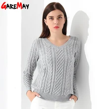 Women Sweaters And Pullovers Long sleeve Knitted White Women’s Sweater Female Winter V Neck Sueter Mujer Pull Femme 2018 GAREMAY
