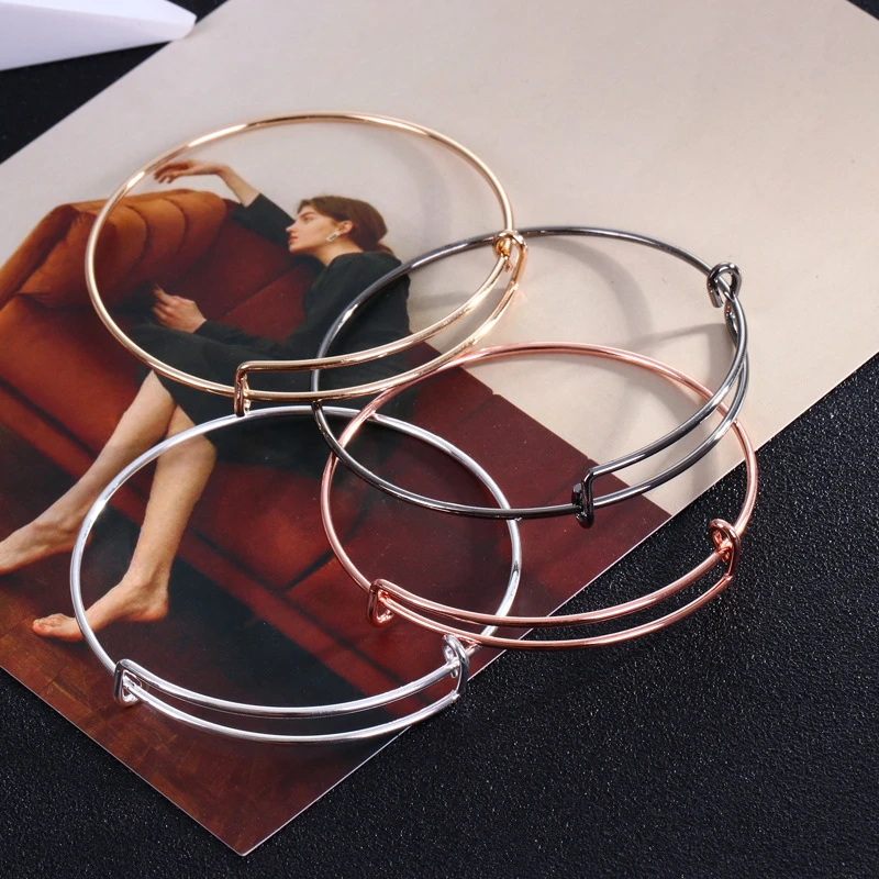 

Gold Color Adjustable Wire Bangle Bracelet Cable Expandable Charm Steel Bracelets Bangles Women Child Gift DIY Jewelry