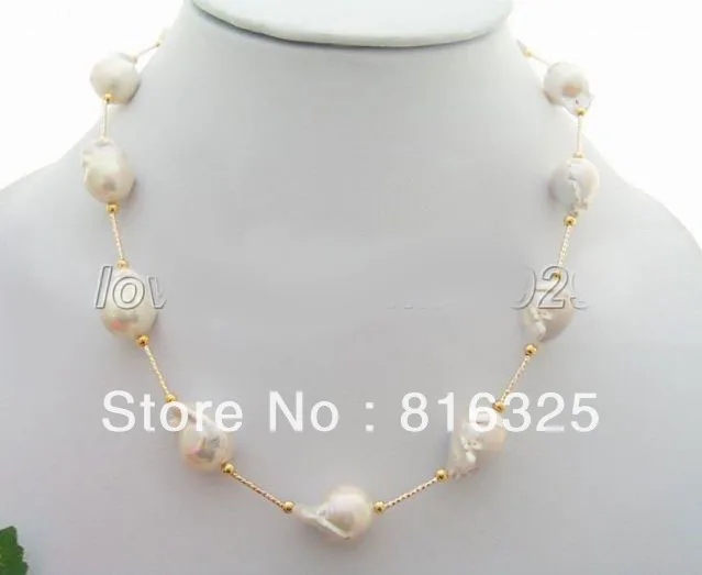 

FREE SHIPPING>> Excellent ! Uncleated Flameball Baroque Peral Necklace