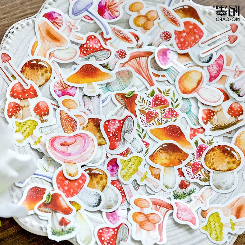

45pcs/set New Cute Mushroom Paper Sticker Memo Pad Decoration Decal Gifts Scrapbooking Sticker School Stationery Supplies