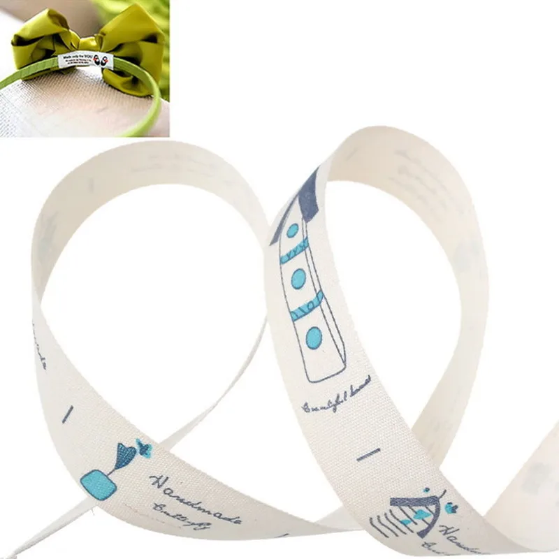 5x10Yards Cotton Ribbon Ruban Pattern Printed DIY Crafts Scrapbook